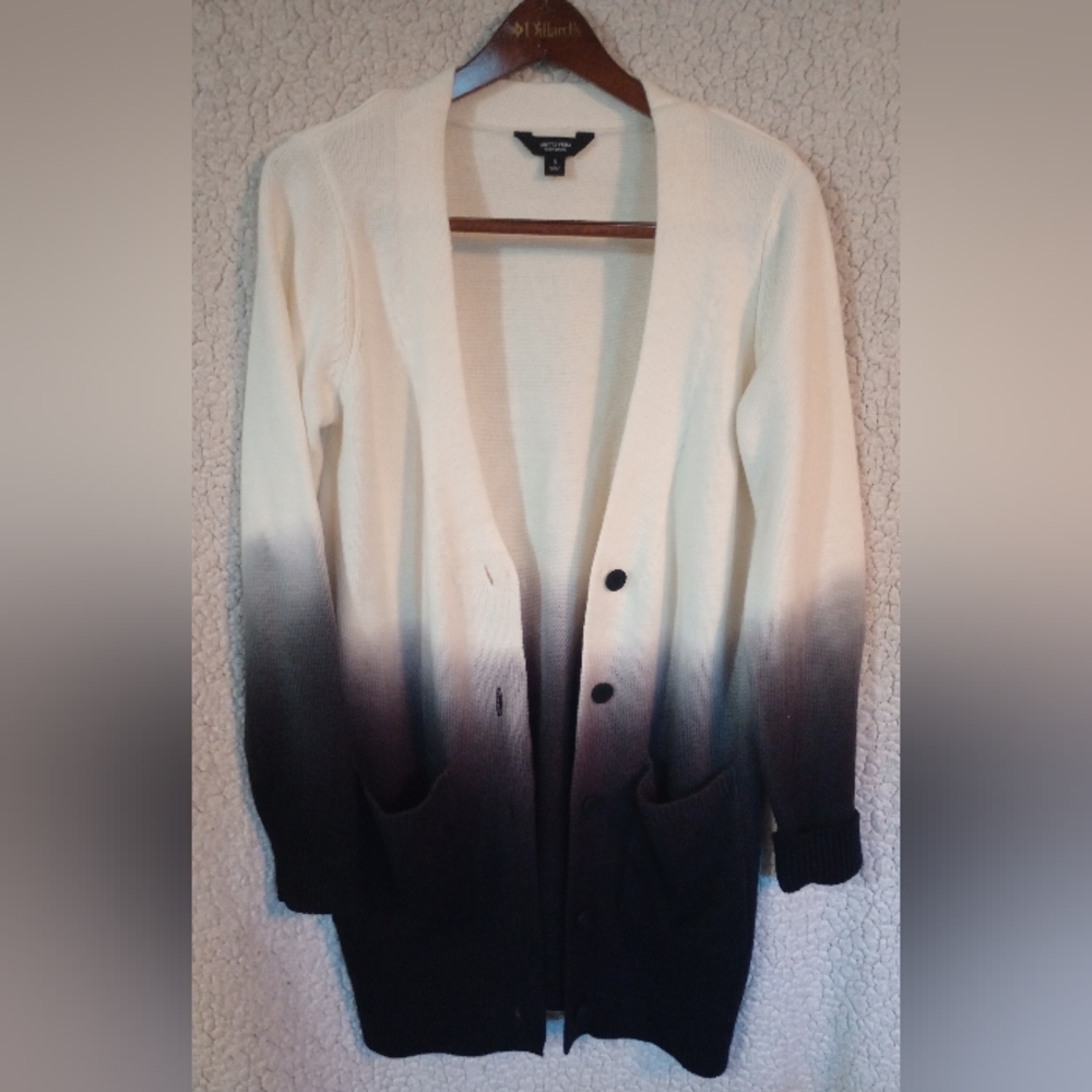 Simply Vera Vera Wang Black And White Cardigan Women's Sweater Size S
